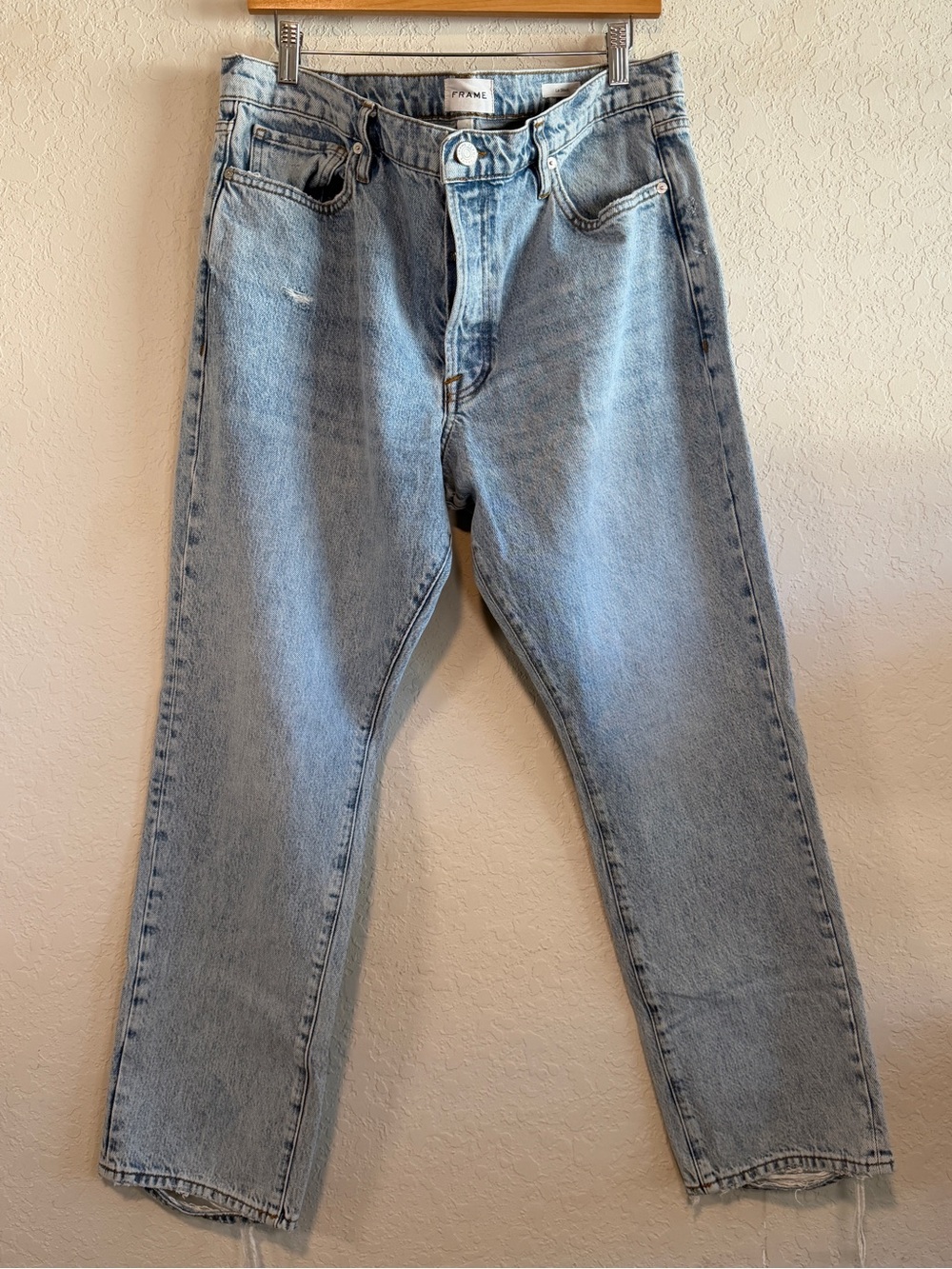 FRAME Le Slouch Women’s Jeans Size 31 Light Wash Distressed Straight Leg Denim
